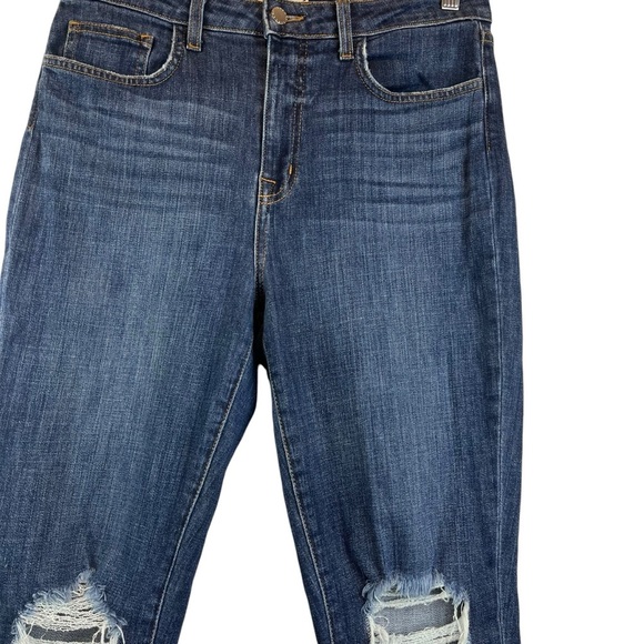 L'AGENCE High Line Skinny High Rise Jeans Dark Blue Fitted Stretchy Cotton Blend - Picture 3 of 16